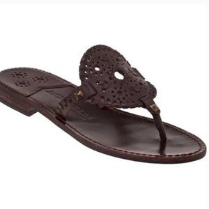 Jack Rodgers Georgica Leather Dark Brown Sandals Size: 6